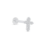 a pair of white gold and diamond cross earrings