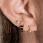 a close up of a person wearing a pair of earrings