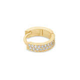 Double Row Pavé Huggie Earring in Solid 14k Yellow Gold