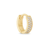 Double Row Pavé Huggie Earring in Solid 14k Yellow Gold