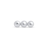 Three Bead Bar Flat Back Stud in Solid 14k White Gold