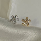 Blooming Flower Earring in Solid 14k White Gold