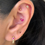 Ruby Ear Cuff in Solid 14k Yellow Gold