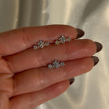 Diamond Three Flower Garland Flat Back Stud