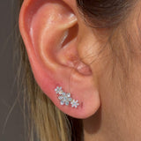 Diamond Three Flower Garland Flat Back Stud