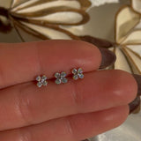 Beaded Diamond Four Petal Flower Flat Back Stud