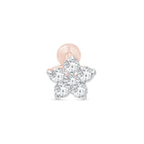 Six Round Diamond Flower Flat Back Stud in Solid 14k Rose Gold
