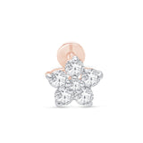 Diamond Flower Flat Back Stud in Solid Rose Gold