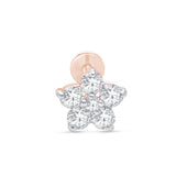 Diamond Flower Flat Back Stud in Solid Rose Gold