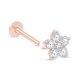 Diamond Flower Flat Back Stud in Solid Rose Gold