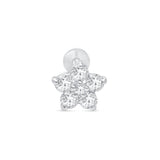 Six Round Diamond Flower Flat Back Stud in Solid 14k White Gold