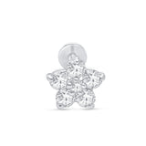 Diamond Flower Flat Back Stud in Solid White Gold