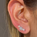 Diamond Three Flower Garland Flat Back Stud