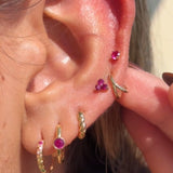 Pink Ruby Trinity Cluster Flat Back Earring