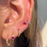 Pink Ruby Trinity Cluster Flat Back Earring