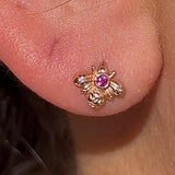 Pink Ruby Bee Flat Back Stud