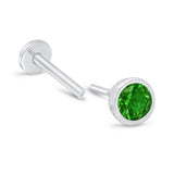 Bezel Set Emerald Flat Back Stud