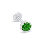 Bezel Set Emerald Flat Back Stud