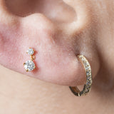 Double Diamond Drop Flat Back Stud