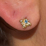 Blue Topaz Bee Flat Back Stud