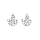 Leaf Diamond Earrings in Solid 10K White Gold