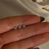 Seven Diamond Flower Flat Back Stud in Solid 14k Yellow Gold