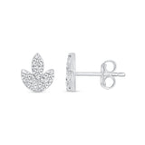 Leaf Diamond Earrings in Solid 10K White Gold