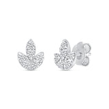 Leaf Diamond Earrings in Solid 10K White Gold