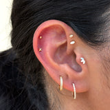 Opal Hoop Earring in Solid 14k Yellow Gold