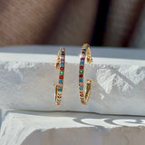 Rainbow Pavé Studded Hoop Earring