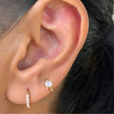 Pink Opal Huggie Earring in Solid 14k Rose Gold