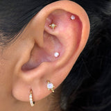 Solid 14k Yellow Gold CZ Starburst Stud Earring