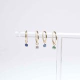 Emerald Bezel Hoop Charm and 8mm Hoop in Solid 14k Yellow Gold