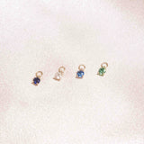 Emerald Bezel Hoop Charm and 8mm Hoop in Solid 14k Yellow Gold