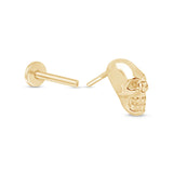 Minimalist Skull Flat Back Stud in Solid Yellow Gold