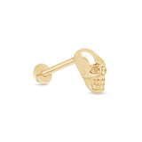 Minimalist Skull Flat Back Stud in Solid Yellow Gold