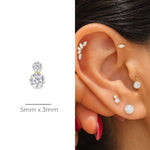 Yellow Gold Double Lab Grown Diamond Flat Back Earring