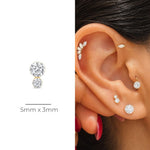 Yellow Gold Double Lab Grown Diamond Flat Back Earring