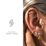 Yellow Gold Dual Marquise Lab Grown Diamond Flat Back Earring