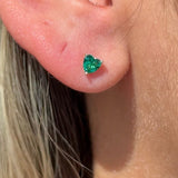 Emerald Heart Flat Back Stud