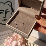 Pink Opal Cartilage Flat Back Stud in Solid 14k Yellow Gold