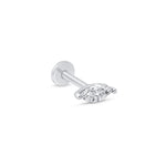 White Gold Diamond Marquise Flat Back Earring