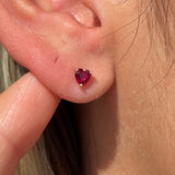 Ruby Heart Flat Back Stud