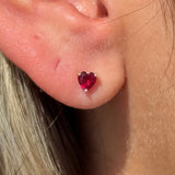 Ruby Heart Flat Back Stud