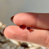 Ruby Heart Flat Back Stud