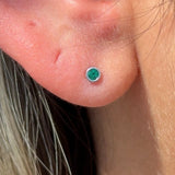 Bezel Set Emerald Flat Back Stud