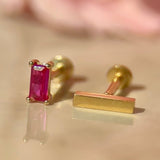 Gold Bar Flat Back Stud Earring