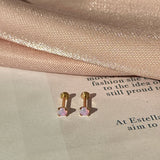 Pink Opal Cartilage Flat Back Stud in Solid 14k Yellow Gold