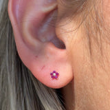 Ruby Flower Flat Back Stud