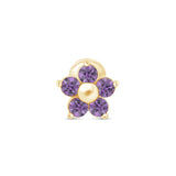 Amethyst Flower Flat Back Stud